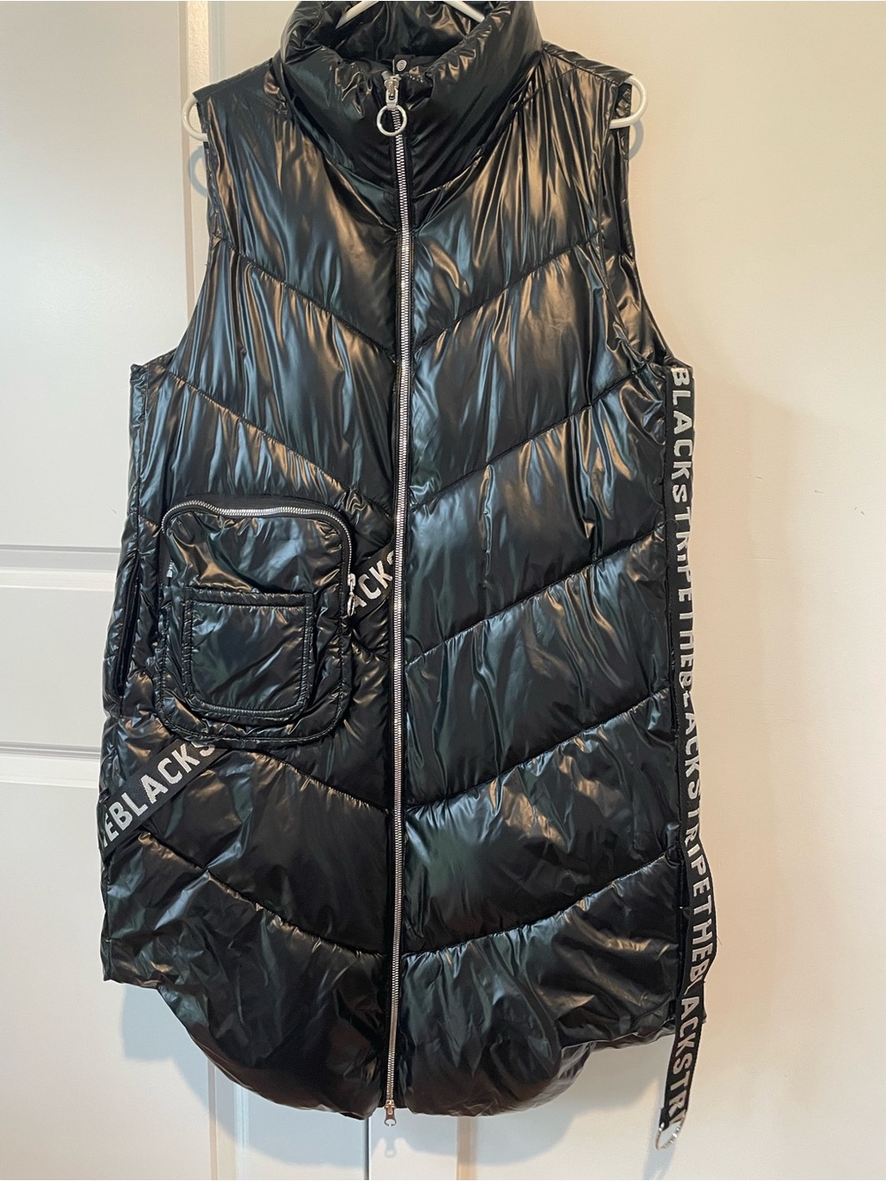 FLY LUXURY Black Quilted Puffer Vest with Branded Tape